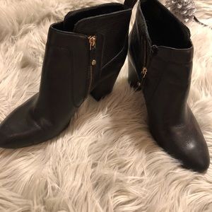 Black leather booties